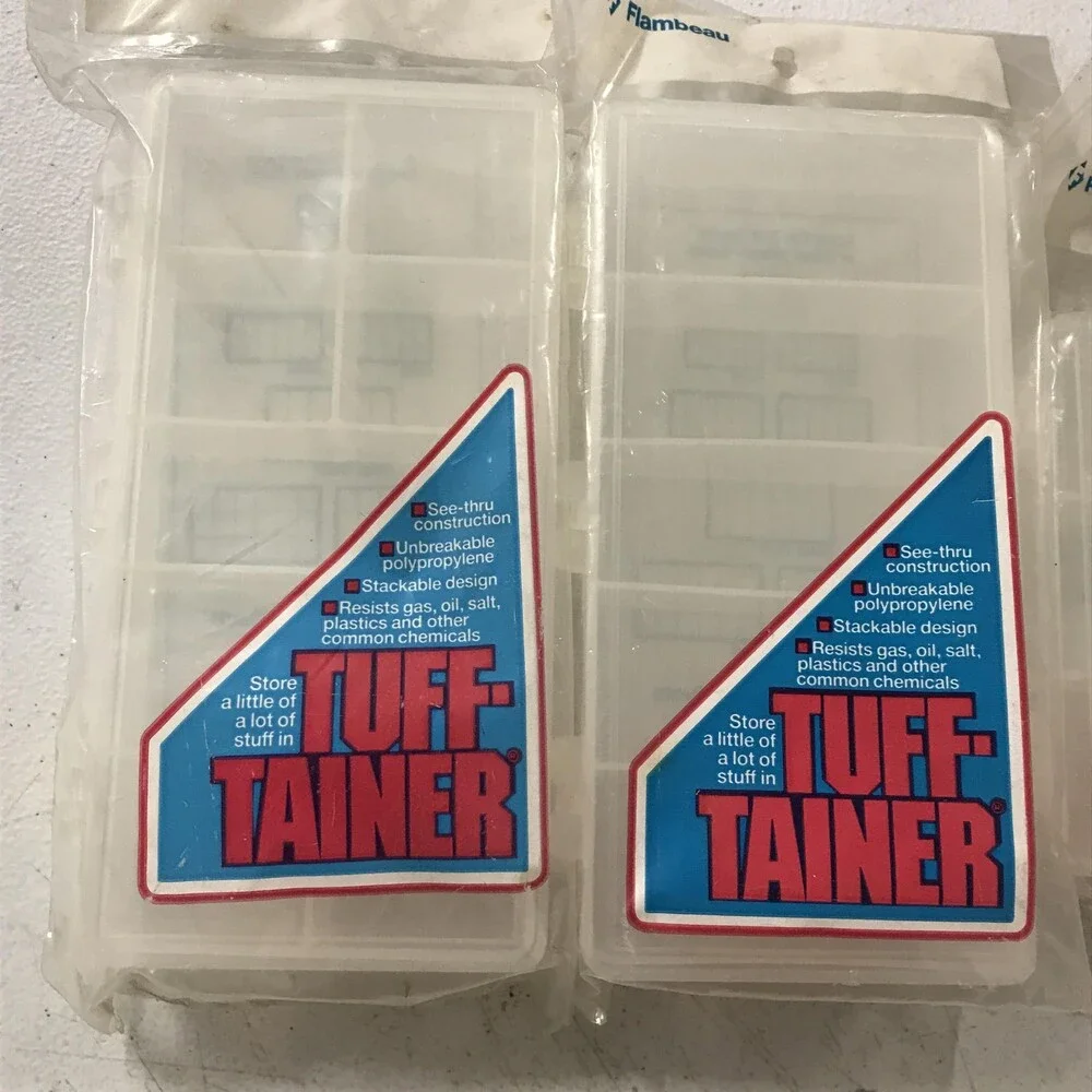 Lot Of 3 Vintage Flambeau Tuff-Tainer Utility Box Clear Plastic Tackle Storage